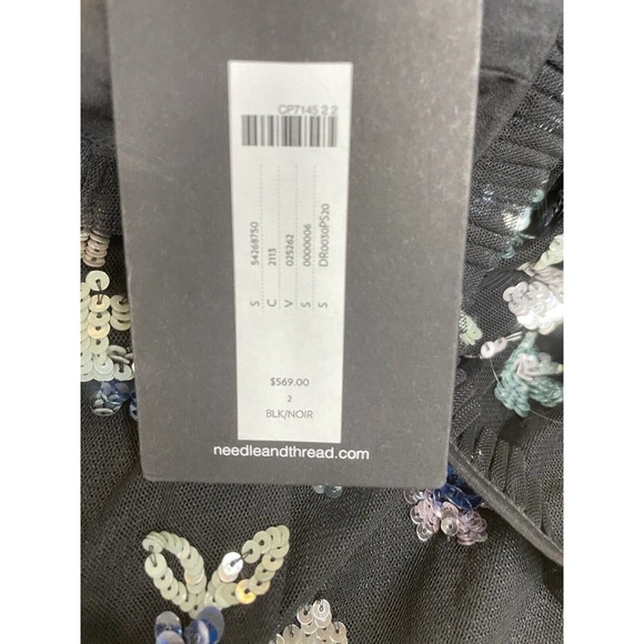 Needle & Thread Wildflower Sequin Midi Dress Size  2 Sweetheart Neck Midi - Picture 12 of 12